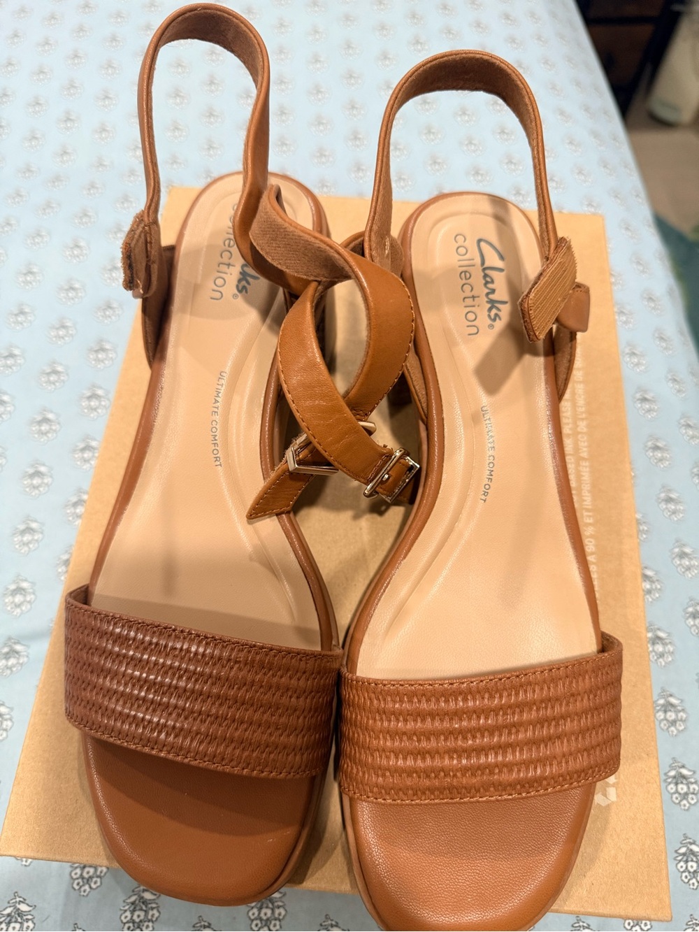 Clarks Brown Woven Front Slingback Sandals